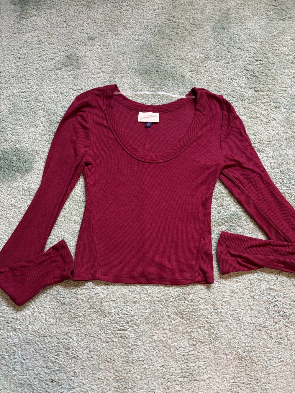 Universal Thread Ribbed Scoop Neck Long Sleeve Top